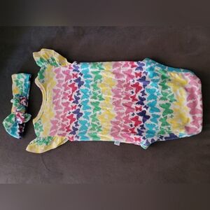 Posh Peanut Multicolor Butterfly Bodysuit with Headband